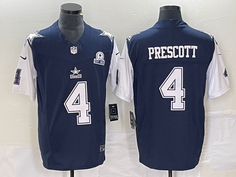 Men Dallas Cowboys 4 Prescott Blue Nike Vapor Limited 2023 NFL Jersey